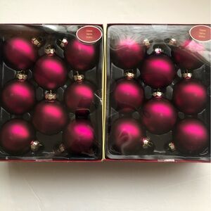 16 Glass Matt Finish Burgundy Jewel tone Christmas Ornaments